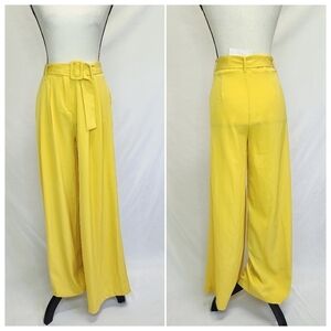 One N More High Waist Pleat Side Pockets Wide Leg Belted Pants